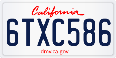 CA license plate 6TXC586