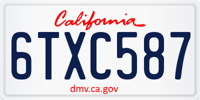CA license plate 6TXC587
