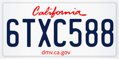 CA license plate 6TXC588