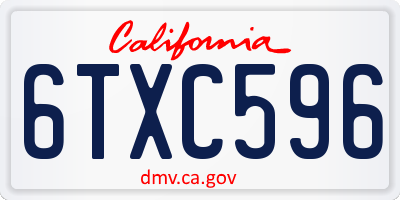 CA license plate 6TXC596