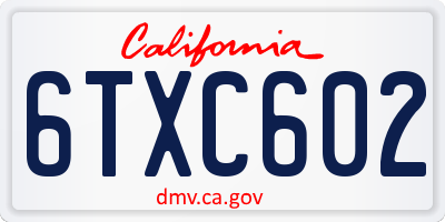 CA license plate 6TXC602
