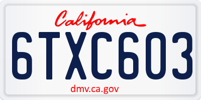 CA license plate 6TXC603