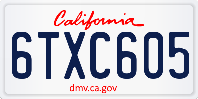 CA license plate 6TXC605