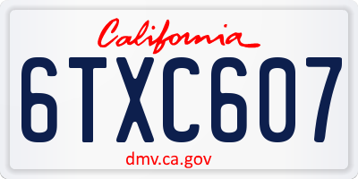 CA license plate 6TXC607