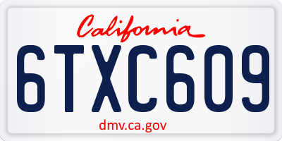 CA license plate 6TXC609