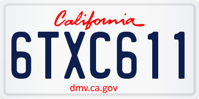 CA license plate 6TXC611