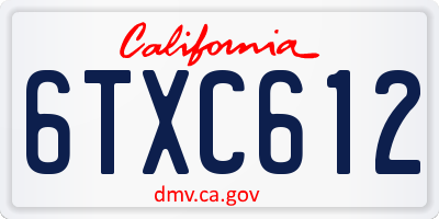 CA license plate 6TXC612