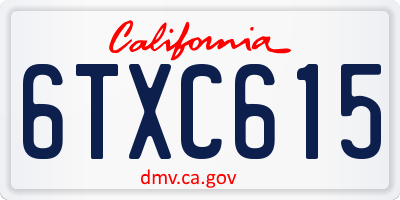 CA license plate 6TXC615