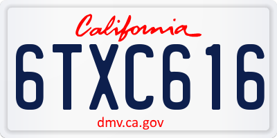 CA license plate 6TXC616