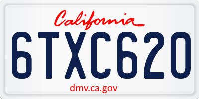 CA license plate 6TXC620