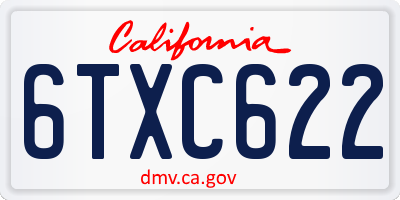 CA license plate 6TXC622