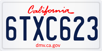 CA license plate 6TXC623