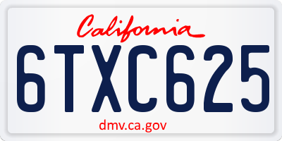 CA license plate 6TXC625