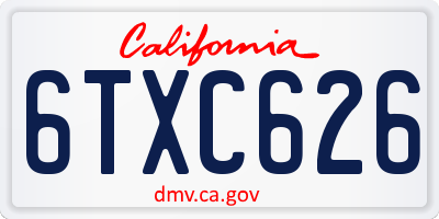 CA license plate 6TXC626