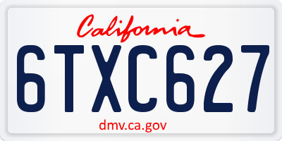 CA license plate 6TXC627
