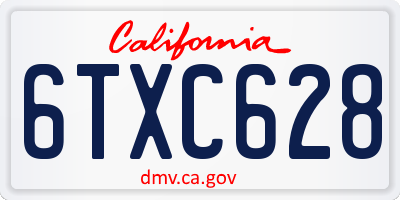 CA license plate 6TXC628