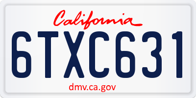CA license plate 6TXC631