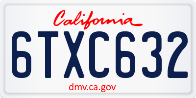 CA license plate 6TXC632