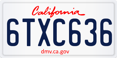 CA license plate 6TXC636