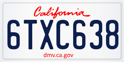 CA license plate 6TXC638