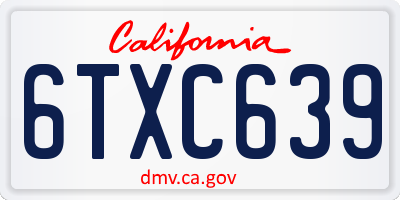 CA license plate 6TXC639