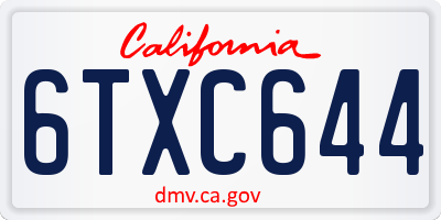 CA license plate 6TXC644