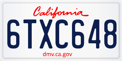 CA license plate 6TXC648