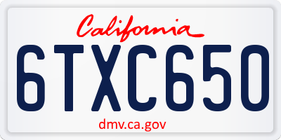 CA license plate 6TXC650