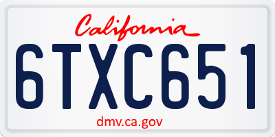 CA license plate 6TXC651