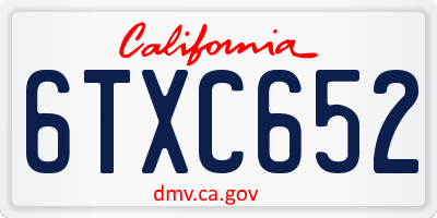 CA license plate 6TXC652