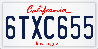 CA license plate 6TXC655