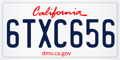 CA license plate 6TXC656
