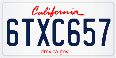 CA license plate 6TXC657