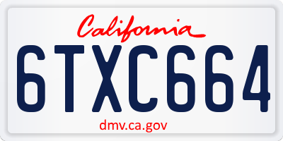 CA license plate 6TXC664