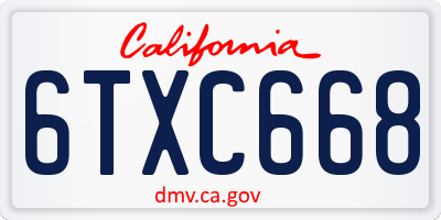 CA license plate 6TXC668