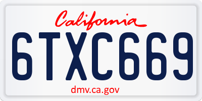 CA license plate 6TXC669