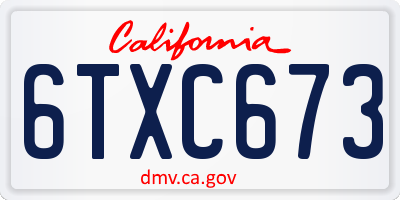 CA license plate 6TXC673