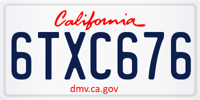 CA license plate 6TXC676