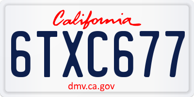 CA license plate 6TXC677