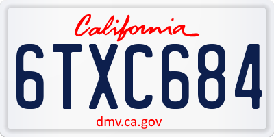 CA license plate 6TXC684