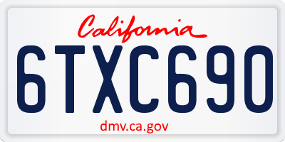 CA license plate 6TXC690