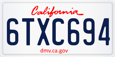 CA license plate 6TXC694