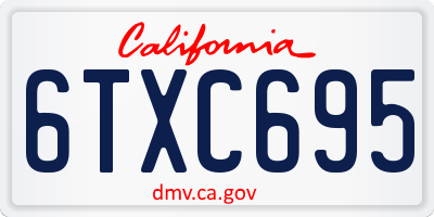 CA license plate 6TXC695