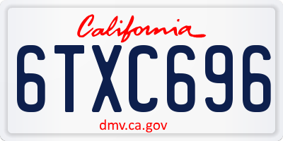 CA license plate 6TXC696