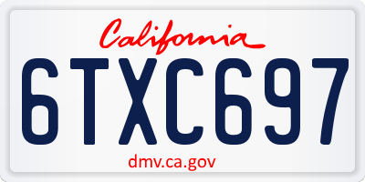 CA license plate 6TXC697