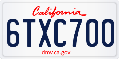 CA license plate 6TXC700