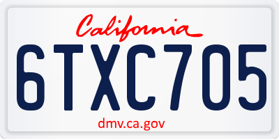 CA license plate 6TXC705