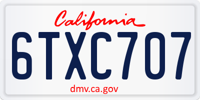 CA license plate 6TXC707
