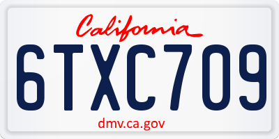 CA license plate 6TXC709