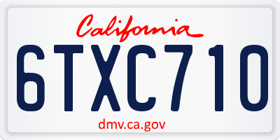 CA license plate 6TXC710